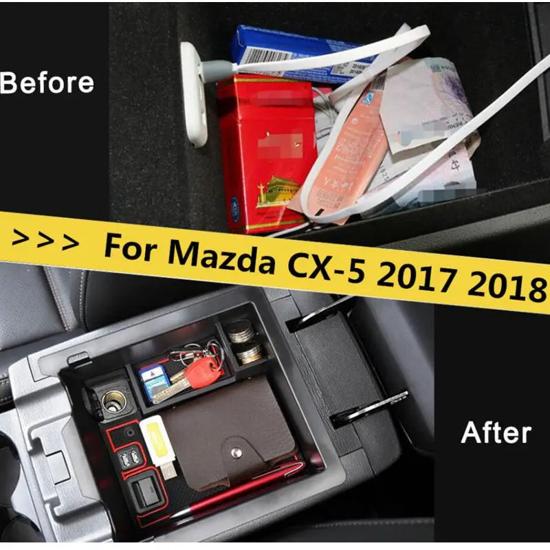Car Central Armrest Container Holder Tray Storage Box For Mazda CX5 CX-5 CX5 2017 2018 2019 Car Organizer Accessories  VehiDecors   