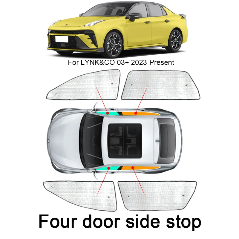 Car Sunshades UV Protection Cover For LYNKCO 03 03+ 2023-2025 Side Window Curtain Sun Shade Visor Windshield Auto Accessories  VehiDecors 4DoorFor03Plus23-25  