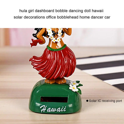 Solar Powered Dancing Hawaii Girl Swinging Bobble Toy Cute Anime Car Dashboard Decor Shaking Head Toys Auto Interior Accessories  VehiDecors   