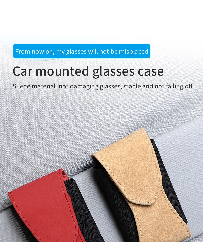 Leather Car Glasses Case Auto Sun Visor Glasses Sunglasses Clip Card Ticket Holder Universal Multi-Function Car Accessories  VehiDecors   