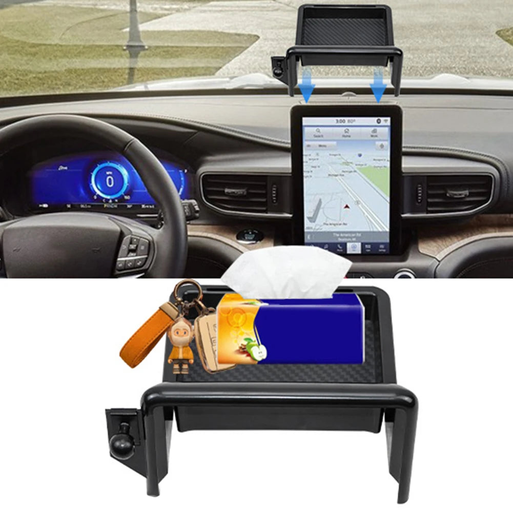 For Ford Explorer 2020-2024 Car Navigation Screen Rear Storage Box Holder Tray Auto Car Center Console Storage Box  VehiDecors   