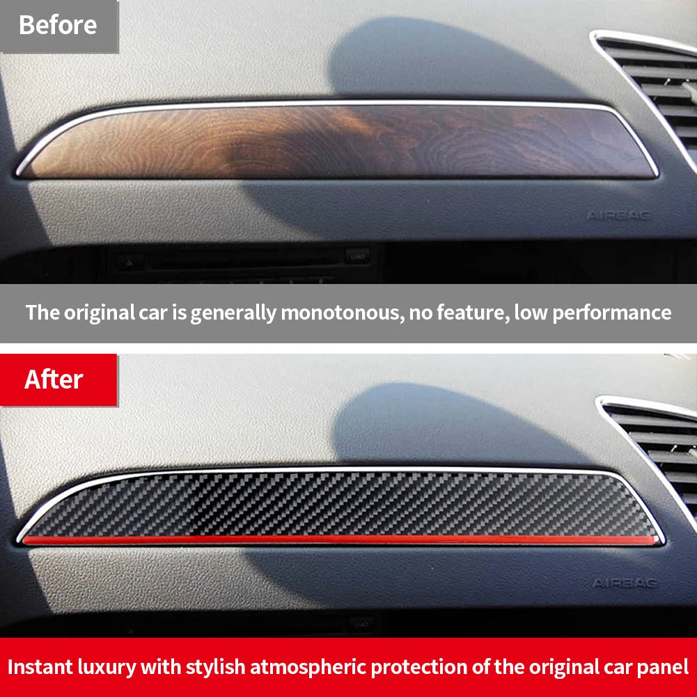 Carbon Fiber For Audi A4 B8 2009-2016 Car Door Trim Cover Copilot Dashboard Automobile central console cover Car Accessories  VehiDecors   