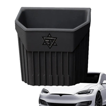 For Tesla Model 3 Y Dashboard Mini Storage Box Silicone Trash Can For Tesla Car Phone Case Silent Sticky Auto Storage Pocket  VehiDecors   