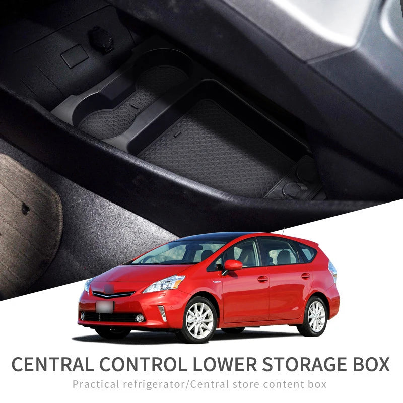For Toyota Prius 30 XW30 2010-2015 Central Armrest Storage Box Center Console Flocking Organizer Interior Accessories  VehiDecors   