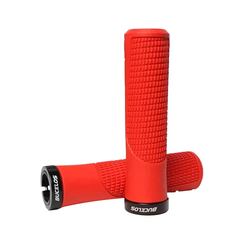 BUCKLOS Bicycle Handlebar Grip Ruber Bike Handle Bar Grips Shock Absorbing Lockable MTB Cuffs Cycling Accessories  VehiDecors Conventional-Red  