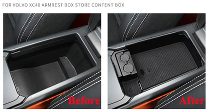Car Center Console Armrest Storage Box For Volvo XC40 2018 2019 2020 Central Storage Organizer Container Tray Accessories  VehiDecors   