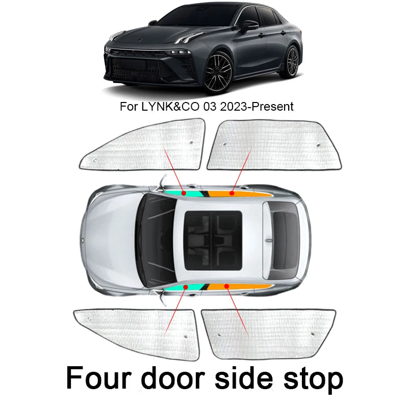 Car Sunshades UV Protection Cover For LYNKCO 03 03+ 2023-2025 Side Window Curtain Sun Shade Visor Windshield Auto Accessories  VehiDecors 2Side For 03 23-25  