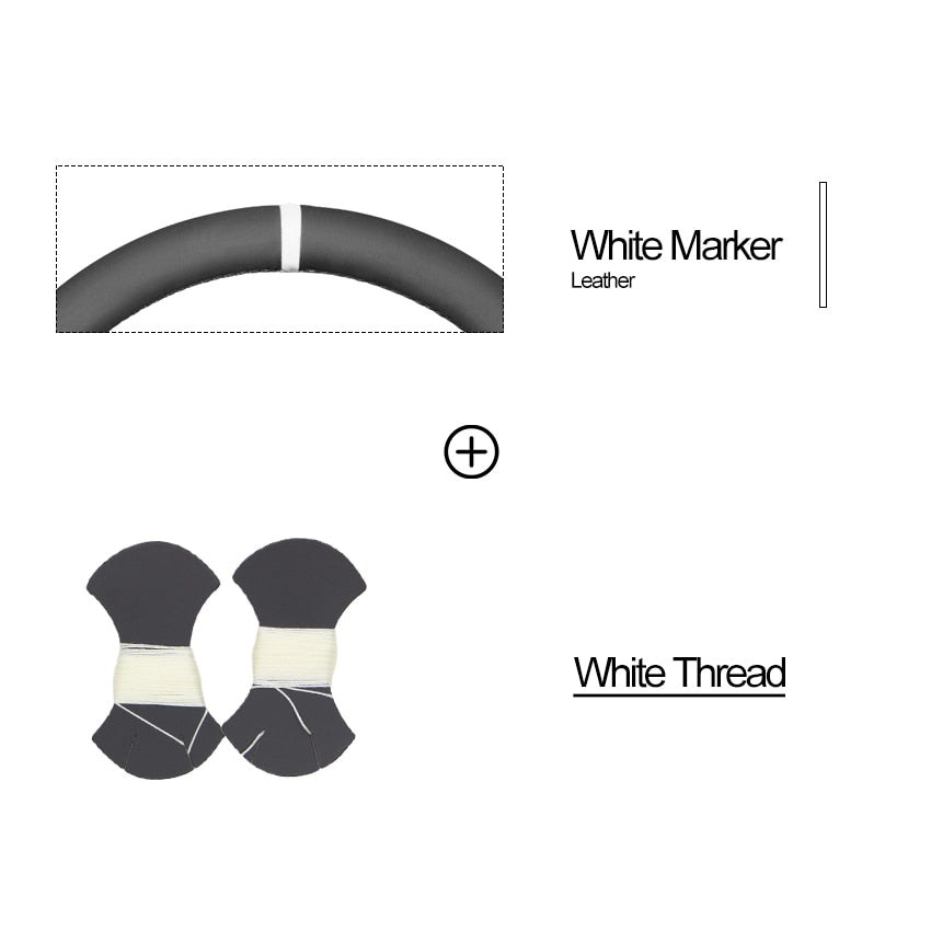 Hand-stitched Black Suede Steering Wheel Cover for Nissan Pathfinder Frontier Xterra 2005 2006 2007 2008 2009 2010 2011-2015  VehiDecors White marker  