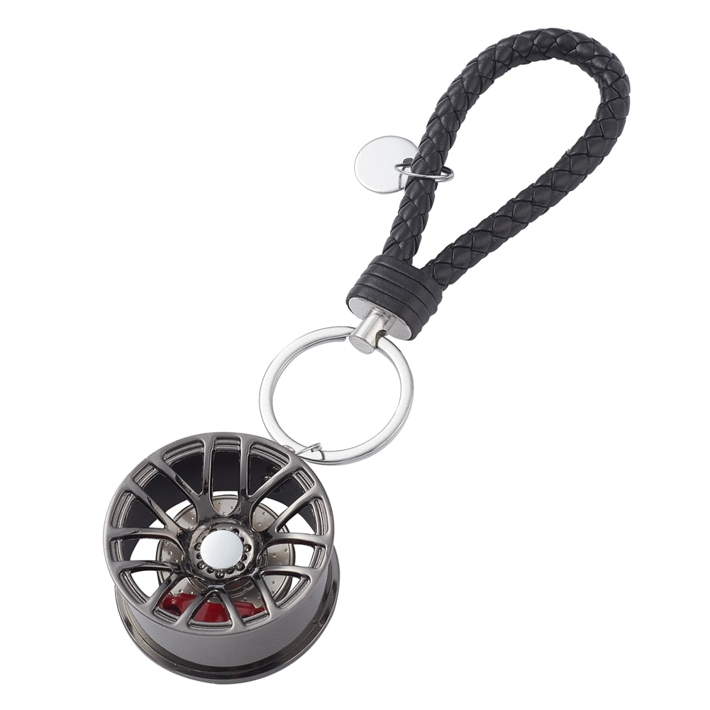 Car Wheel Hub Key Ring Keychain Key Pendant Brakes Metal Zinc Alloy  VehiDecors Black  