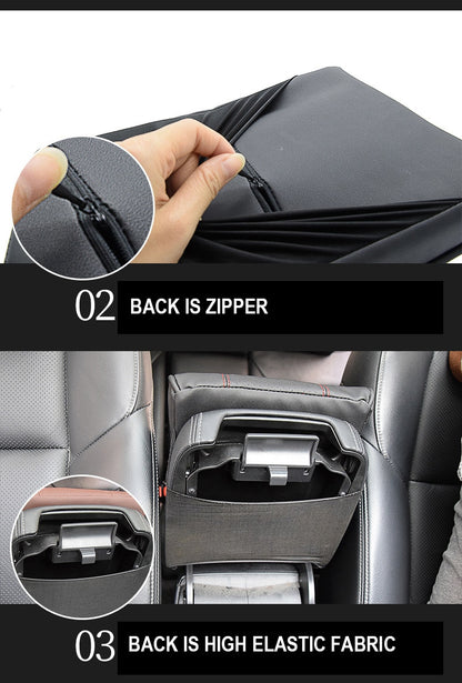 Leather Car Armrest Cushion Pad Universal Black Center Console Auto Seat Armrests Box Protection Cover Hand Increase Supports  VehiDecors   