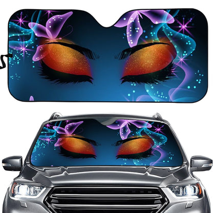 Women Big Eyes with Long Eyelash Printed Car Sunshade Your Name Auto Accessories Car Window Windscreen Covers  VehiDecors Cyan  