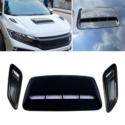 3pcs Universal Car Bonnet Hood Scoop Air Flow Intake Vent ABS Plastic Easy Install Cover Decorative  vehidecors   
