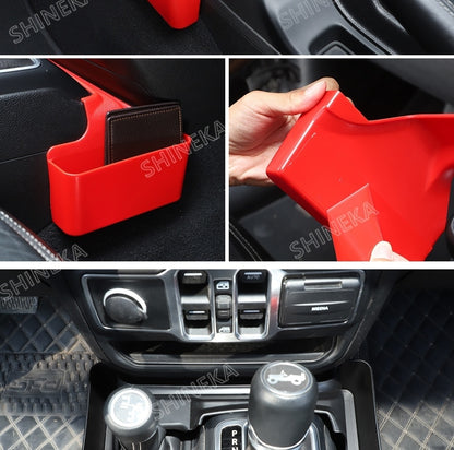 SHINEKA Stowing Tidying For Jeep Gladiator JT Car Gear Shift Side Storage Box Tray Organizer Case For Jeep Wrangler JL 2018-2021  VehiDecors   
