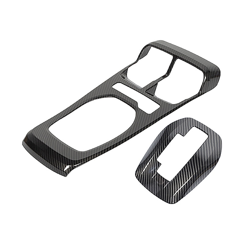 SHINEKA ABS Carbon Fiber Front Cup Holder Gear Shift Decoration Cover Kit For Chevrolet Camaro 2010-2015Car Interior Accessories  VehiDecors Carbon Fiber Grain 4  