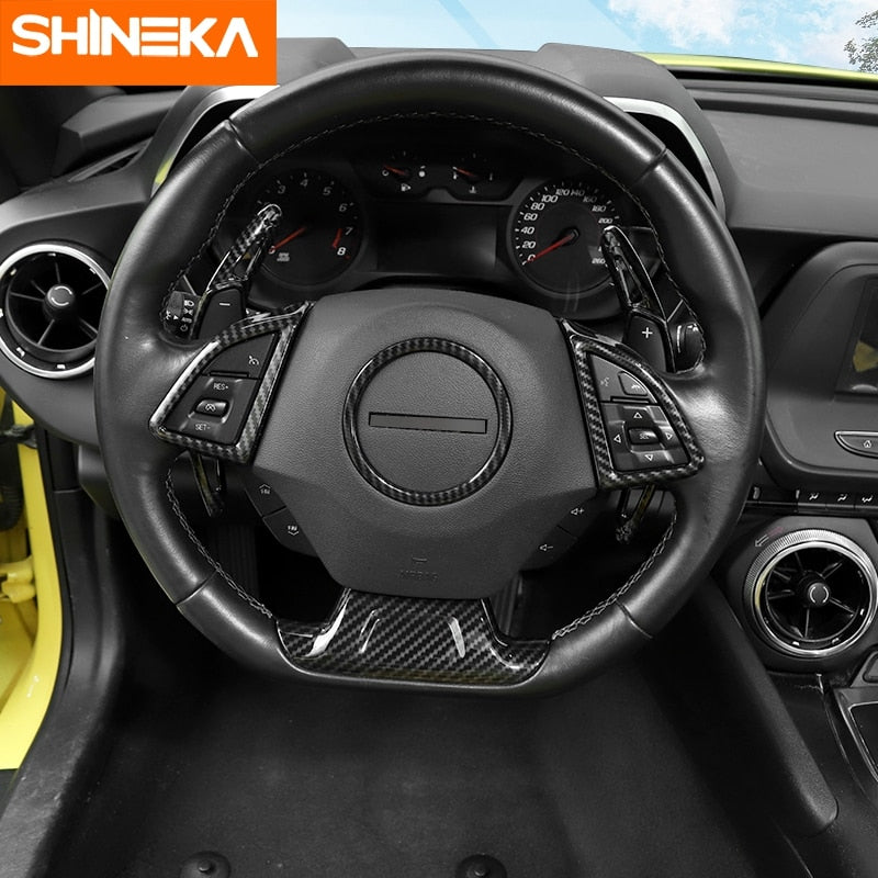 SHINEKA Interior Mouldings For Chevrolet Camaro 2017 Up Car Steering Wheel Decoration Cover Trim Sticker Accessories Car Styling  VehiDecors   
