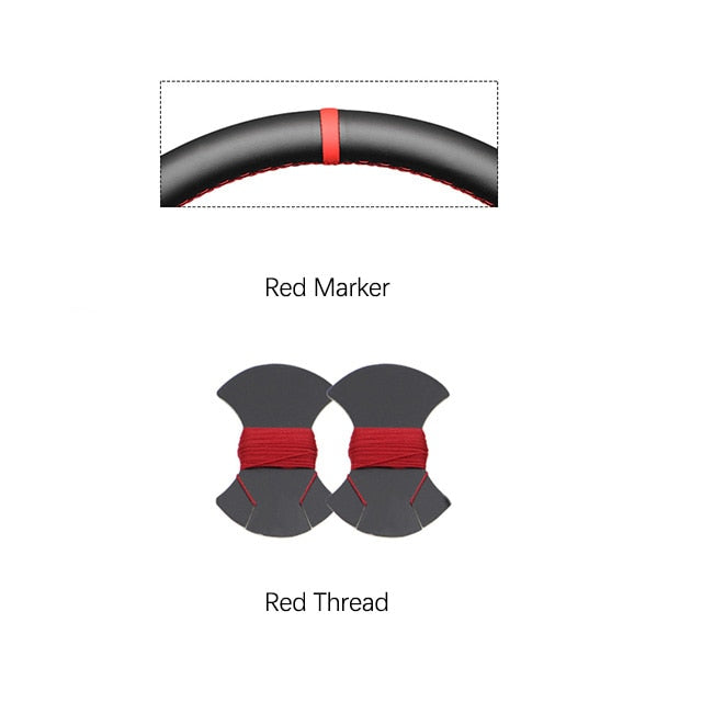 Black Suede Red Marker Handsewing Car Steering Wheel Cover For Alfa Romeo Giulietta 2014 2015 2016 2017 2018 2019 2020 2021  vehidecors Red Marker  