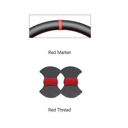 Black Suede Red Marker Handsewing Car Steering Wheel Cover For Alfa Romeo Giulietta 2014 2015 2016 2017 2018 2019 2020 2021  vehidecors Red Marker  