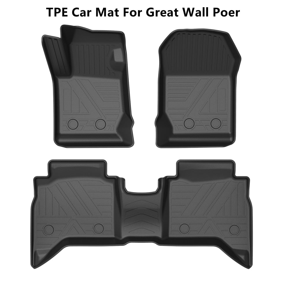Great Wall Poer Car Interior Accessories Floor Mat for GWM Poer Durable TPE ECO Material Carpet Full Set Front and Back Car Mat  vehidecors   