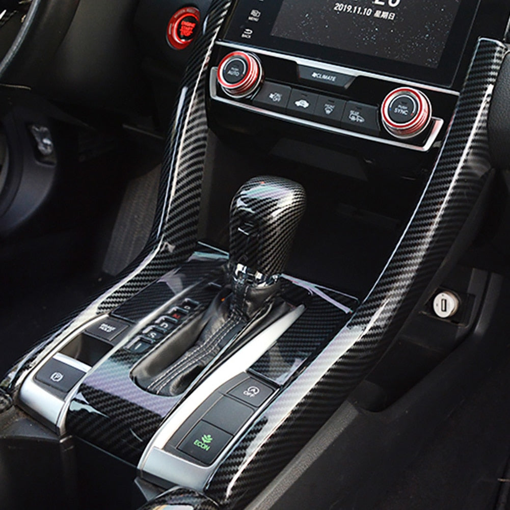 6pcs Car Gear Panel Trim Shift Panel Decoration Cover Sticker Automatic for Honda Civic 10th 2016 17 18 19 2020 Car Accessories  vehidecors   