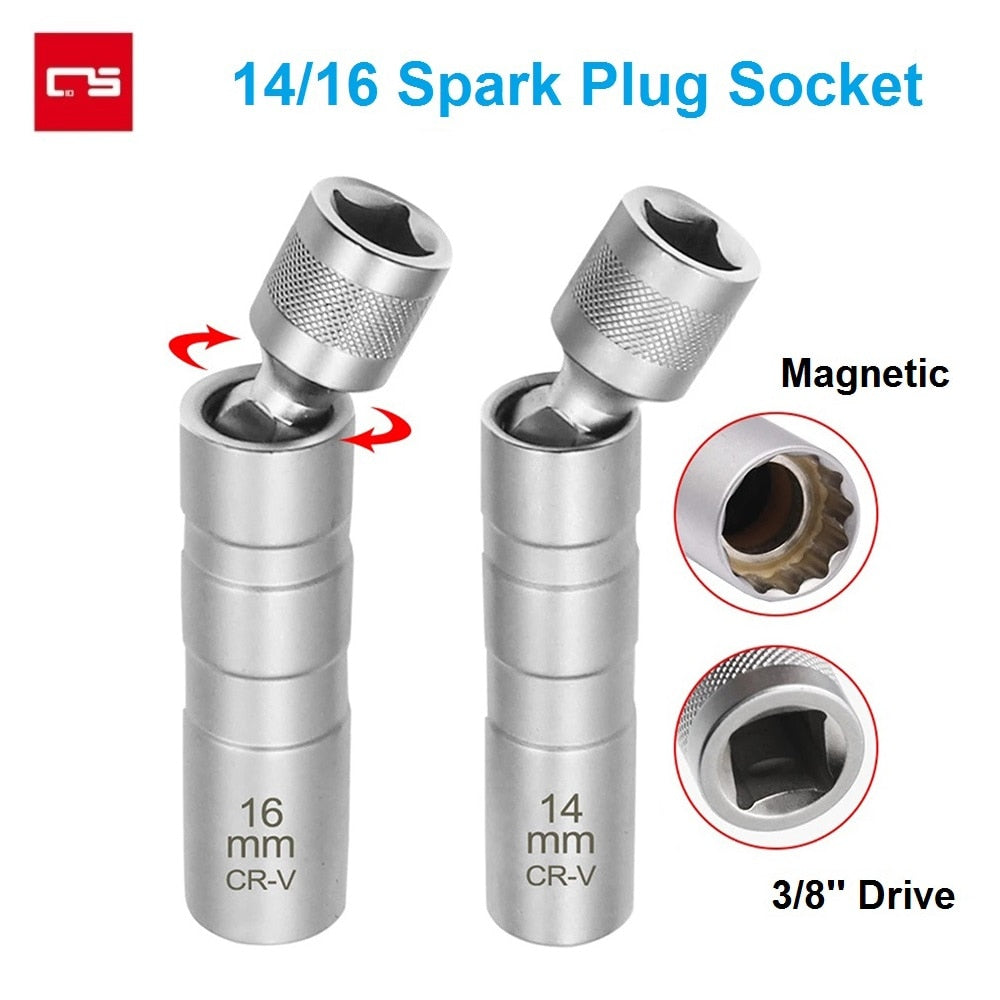 14/16mm Car Repairing Tool Spark Plug Socket Wrench Magnetic 12 Angle Spark Plug Removal Tool Thin Wall 3/8&quot; Drive Sockets  VehiDecors   