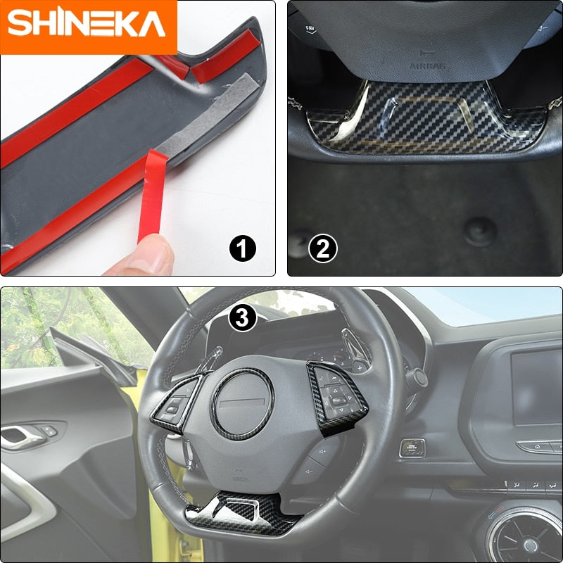 SHINEKA Interior Mouldings For Chevrolet Camaro 2017 Up Car Steering Wheel Decoration Cover Trim Sticker Accessories Car Styling  VehiDecors   